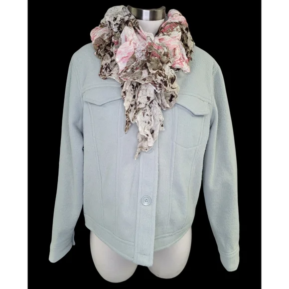 Antrophologie Fleece jacket size L Boxi Shacket sage green color - Picture 12 of 13